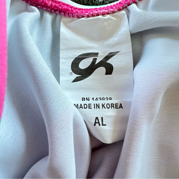 GK Swimsuit /Leotard Blues & BBQ Pink and Green Adult Size L - Picture 5 of 7